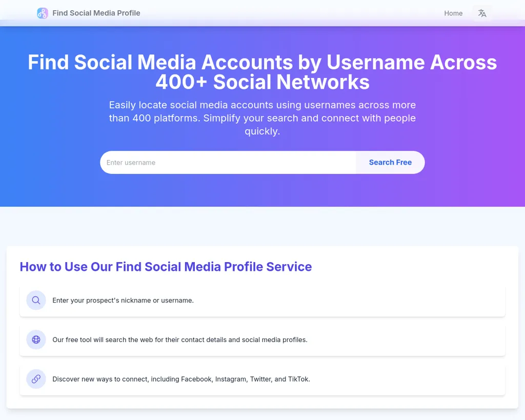 Find Social Media Prifile